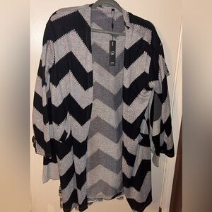 Chevron Striped Black and Gray Cardigan